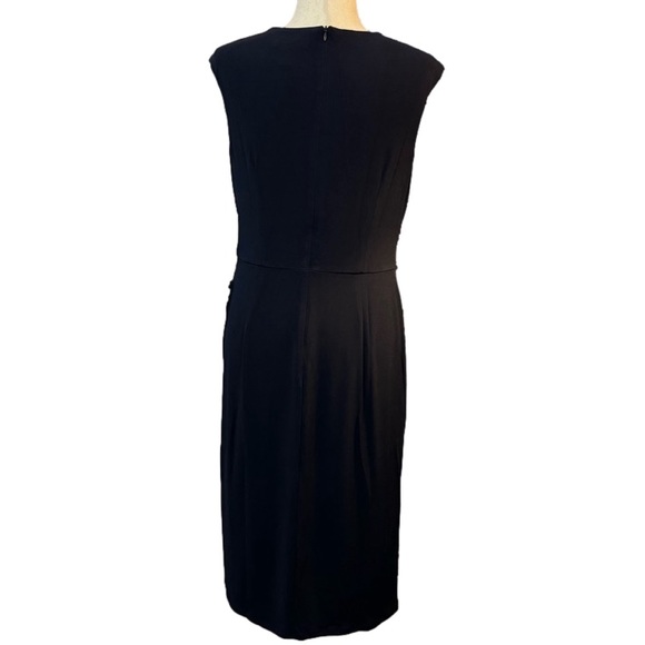 NWT London Times Asymetric Neck Shirred Sheath Dress Navy Blue, Size 10 - Picture 4 of 6
